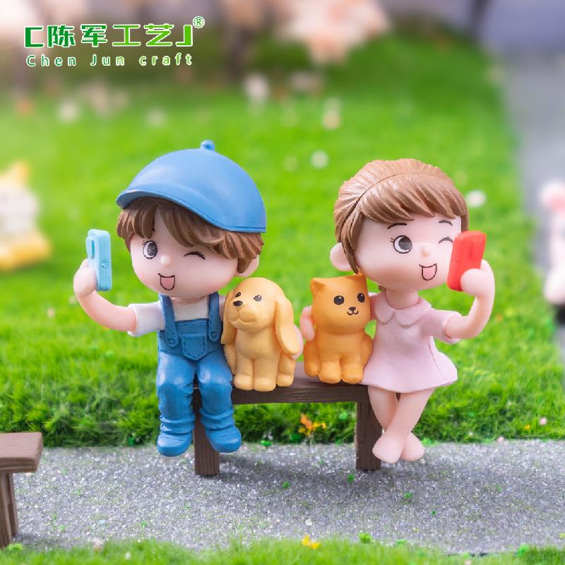 微景观创意自拍情侣男孩女孩公仔 DIY装饰品挂配件迷你桌面小摆件