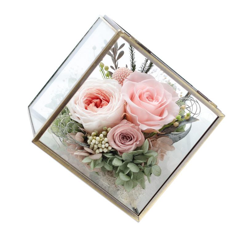 DG-57 Hoa vĩnh cửu trong kính cối, quà lễ hộp cỏ khô, sáng tạo thảm cỏ, khu vực nhỏ có nắp