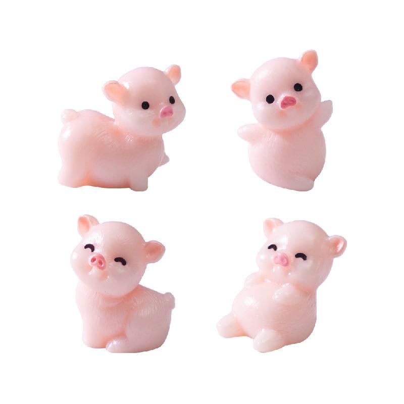 微景观创意可爱四只小猪公仔DIY装饰品挂配件迷你车载桌面小摆件