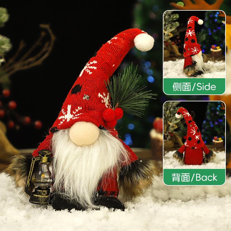 Trang trí Noel: Búp bê không mặt mũ len, quà Noel cho cây