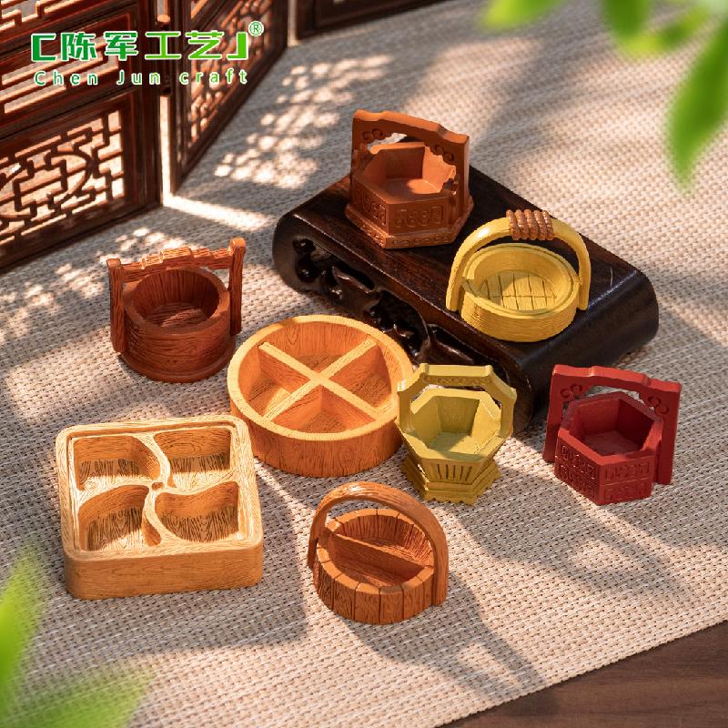 微景观创意古风食盒篮子模型 娃娃屋diy装饰品配件微缩迷你小摆件