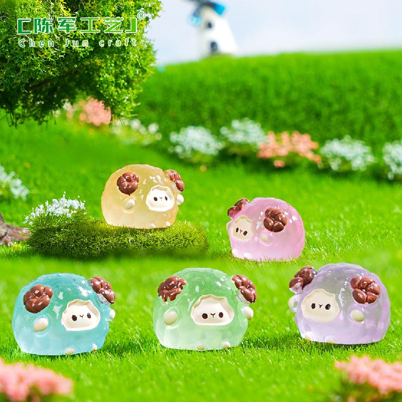 跨境微景观创意夜光小绵羊园艺造景 DIY装饰品配件迷你桌面小摆件