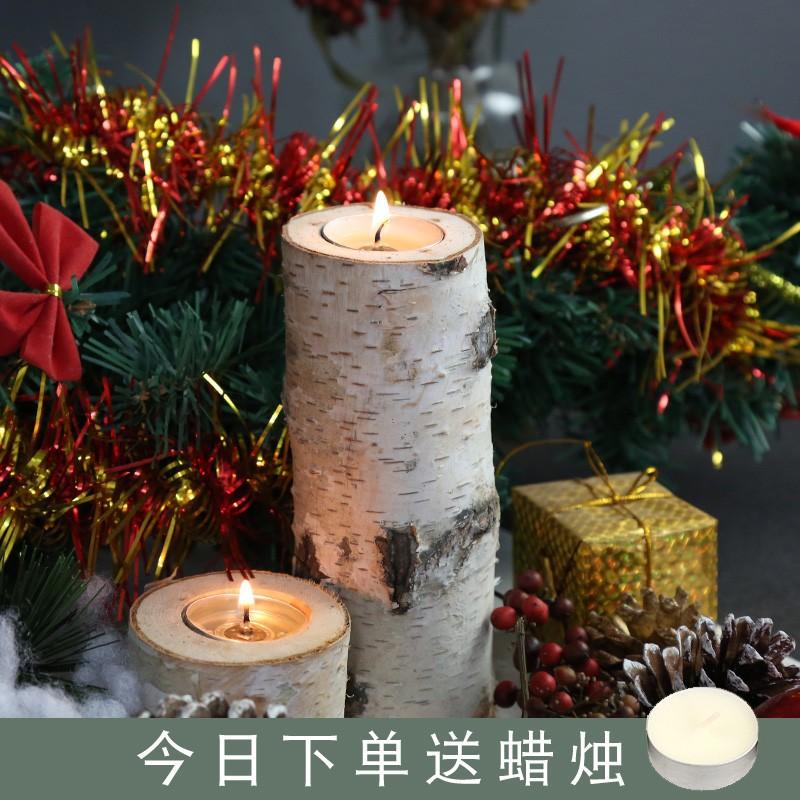 Gốc cây bạch dương tự nhiên kiểu Bắc Âu cho Giáng Sinh - trang trí tự nhiên cho đám cưới, tiệc và lễ hội, lý tưởng để làm chân nến và phụ kiện trang trí.