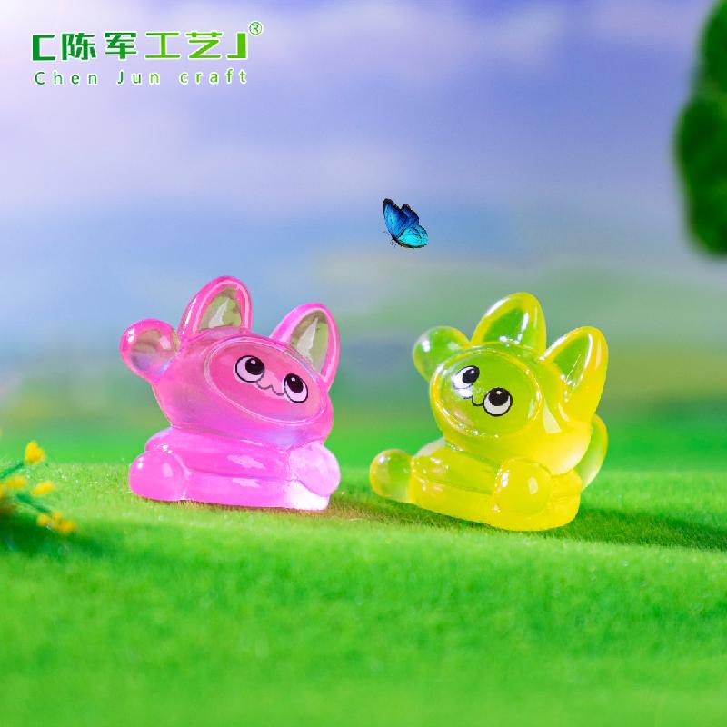 跨境外贸微景观夜光呆呆小猫公仔萌粒 DIY装饰品挂配件迷你小摆件