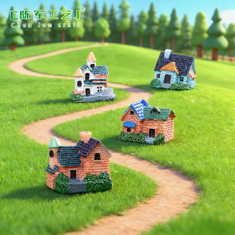 Tiểu cảnh nhà gạch mini, trang trí cây cảnh DIY nông thôn (ZC-151)