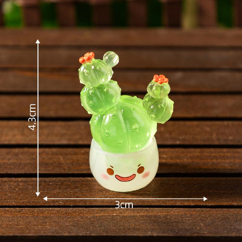 微景观夜光萌萌多肉仙人掌盆栽娃屋 DIY装饰品配件迷你桌面小摆件