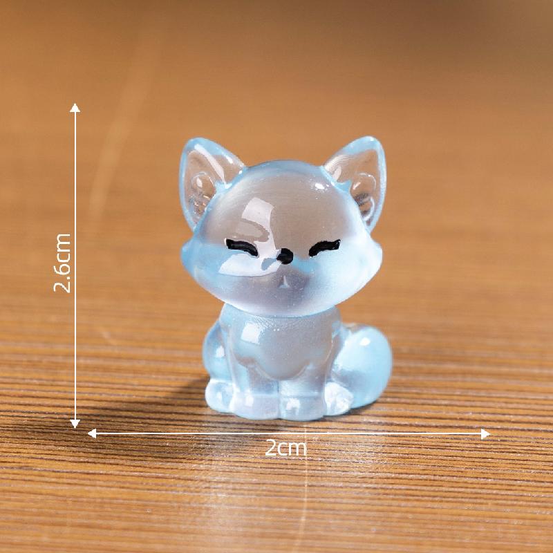 微景观创意夜光小狐狸动物盲袋配件 DIY装饰品配件迷你树脂小摆件