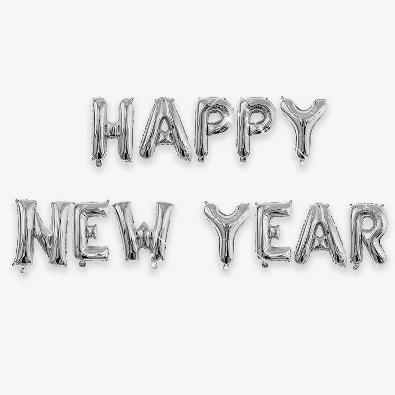 Bóng bay nhôm chữ cái "Happy New Year" 16 inch cho Tết 2025 - trang trí không gian tiệc và sự kiện. Lý tưởng cho bữa tiệc đếm ngược và trang trí lễ hội.