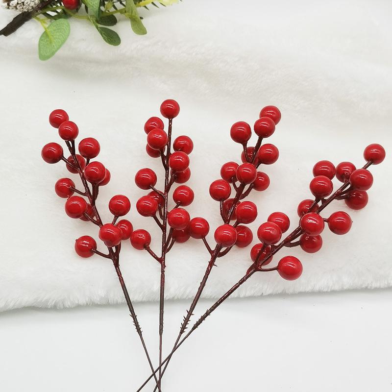 Đồ trang trí Giáng Sinh: 7 đầu/12 đầu quả đỏ xốp, quả đông châu, quả dâu giả, dây trang trí nhà.