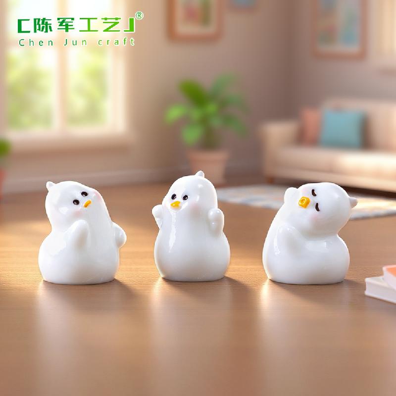 微景观创意可爱搞怪小白鸭公仔娃屋DIY装饰品配件迷你车载小摆件