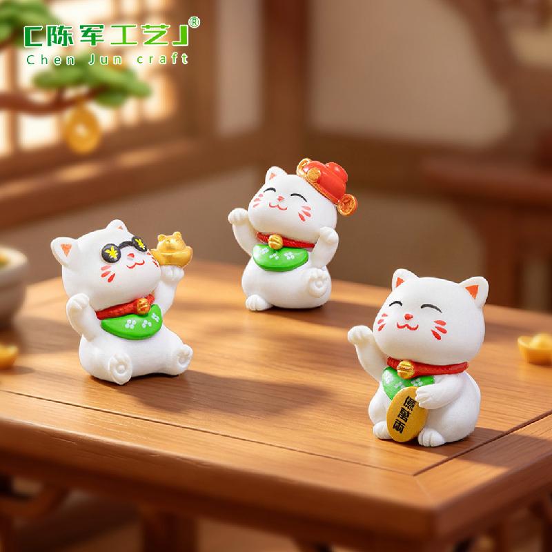 Tiểu cảnh mèo may mắn, 6 kiểu, trang trí vườn DIY mini (ZC-124)