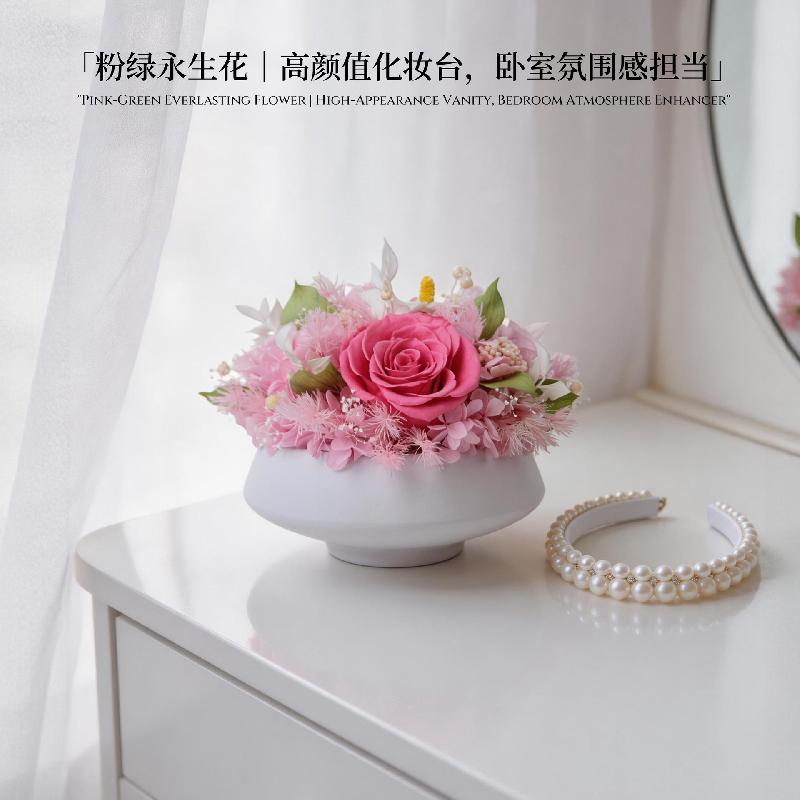 Chậu hoa hồng vĩnh cửu trang trí bàn ăn bàn tiếp khách (HK-52)