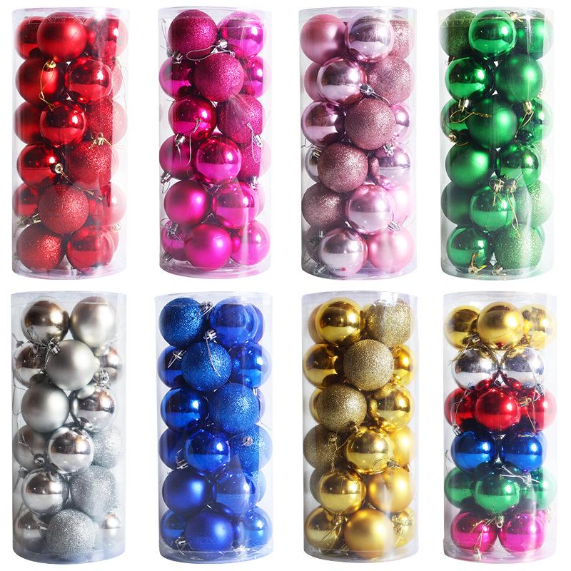 Bộ bóng Noel điện phân 3/4/5/6/8cm trong hộp, bằng nhựa, lý tưởng cho trang trí cây thông Giáng Sinh và các dịp lễ hội.