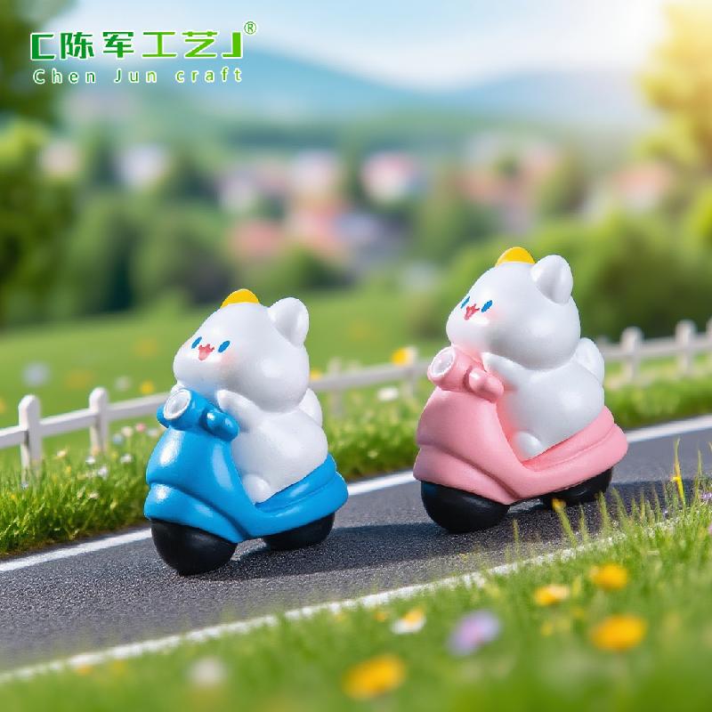 Tiểu cảnh mèo đi xe đạp, búp bê DIY, phụ kiện treo xe hơi tiểu cảnh mini (ZC-599)
