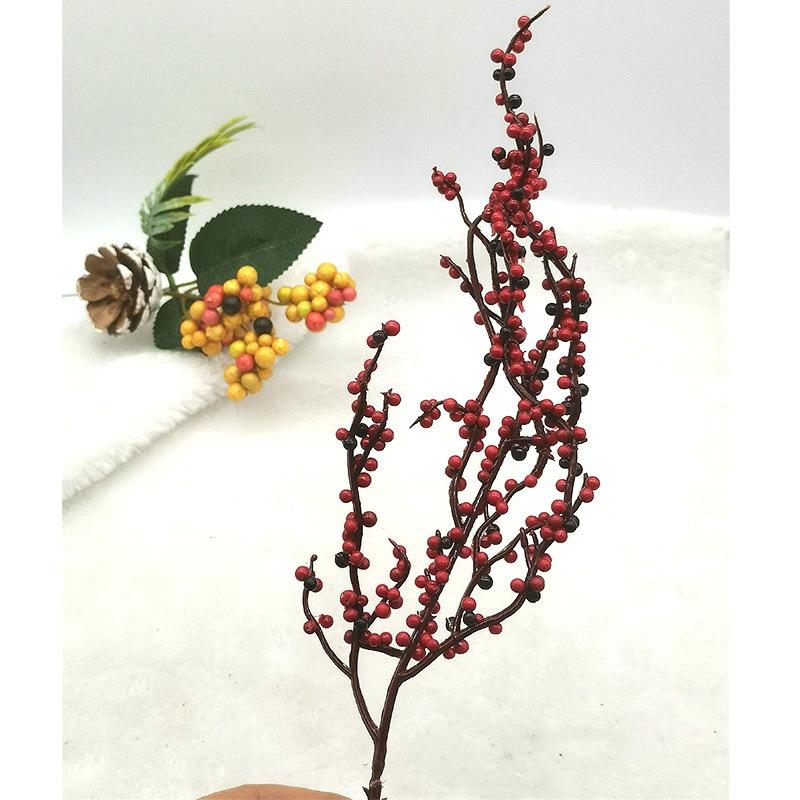 Đồ trang trí Giáng Sinh: 7 đầu/12 đầu quả đỏ xốp, quả đông châu, quả dâu giả, dây trang trí nhà.