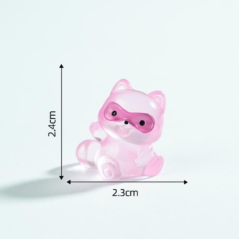 微景观创意夜光小浣熊园艺造景 DIY装饰配件迷你汽车载桌面小摆件