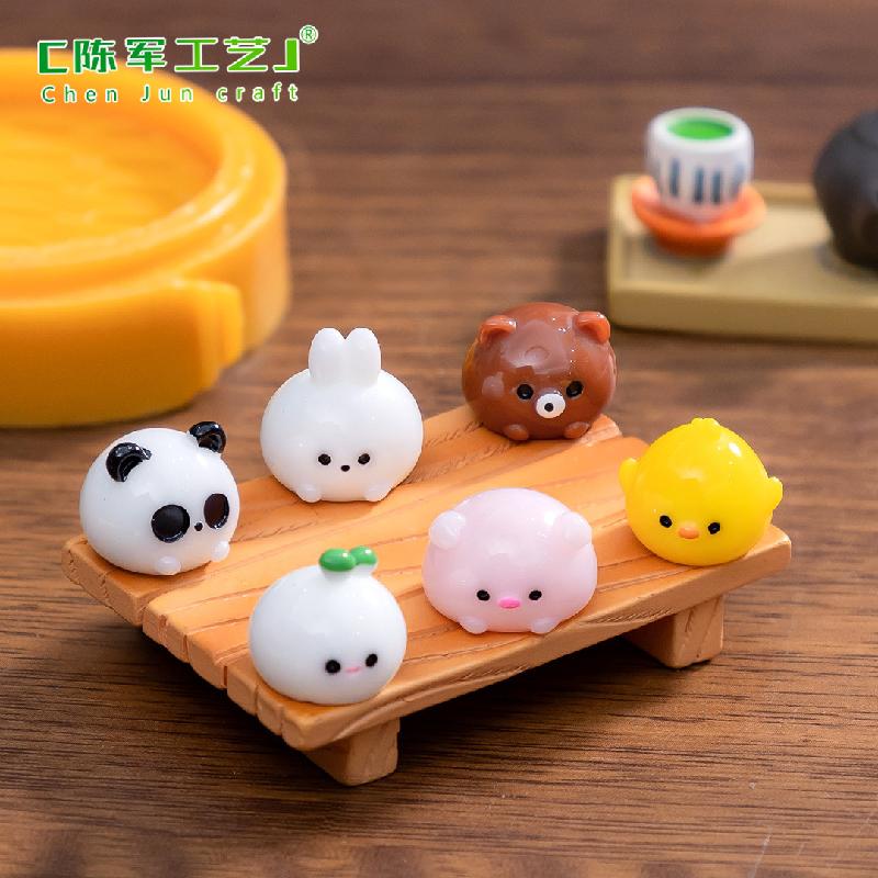 Tiểu cảnh gấu trúc và thỏ với xửng hấp, trang trí dễ thương (ZC-304)