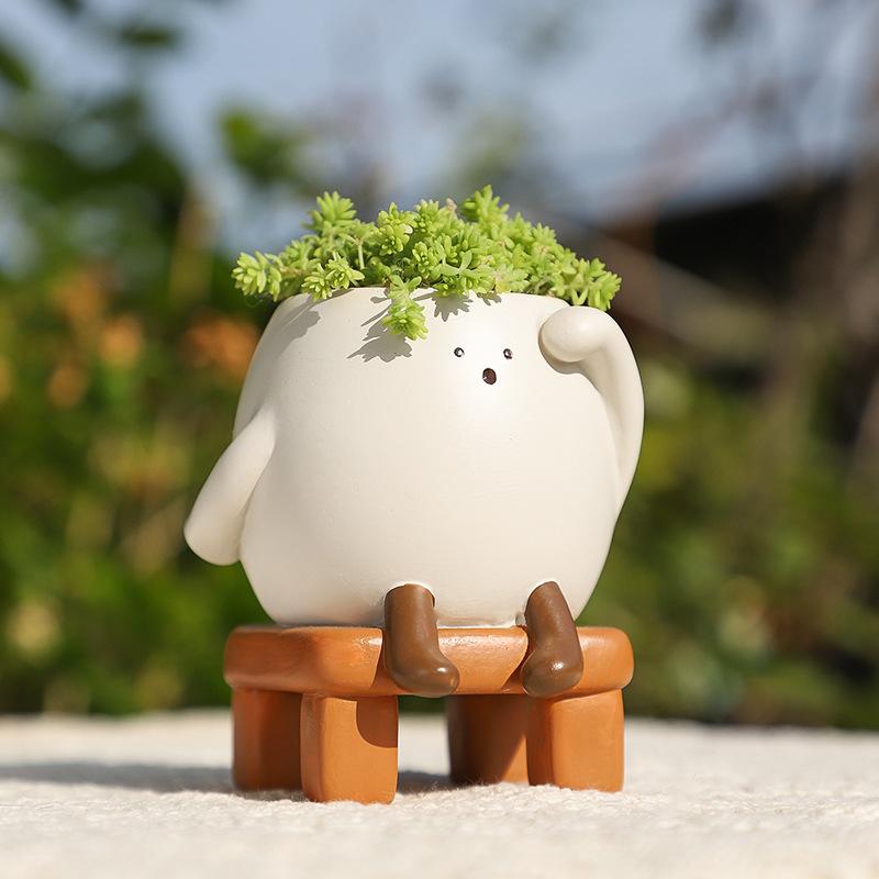 Chậu cây mọng nước resin tạo hình độc đáo, chậu mini để bàn, trang trí ban công và sân vườn (RG-190)