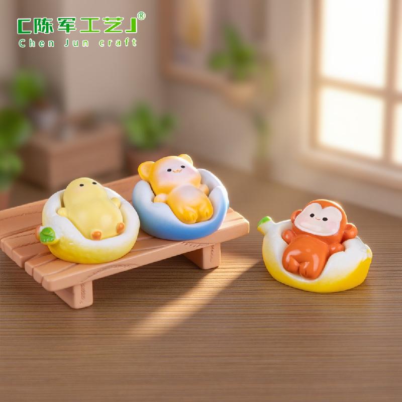 微景观创意躺平十二生肖沙发萌粒公仔 DIY装饰品挂配件迷你小摆件