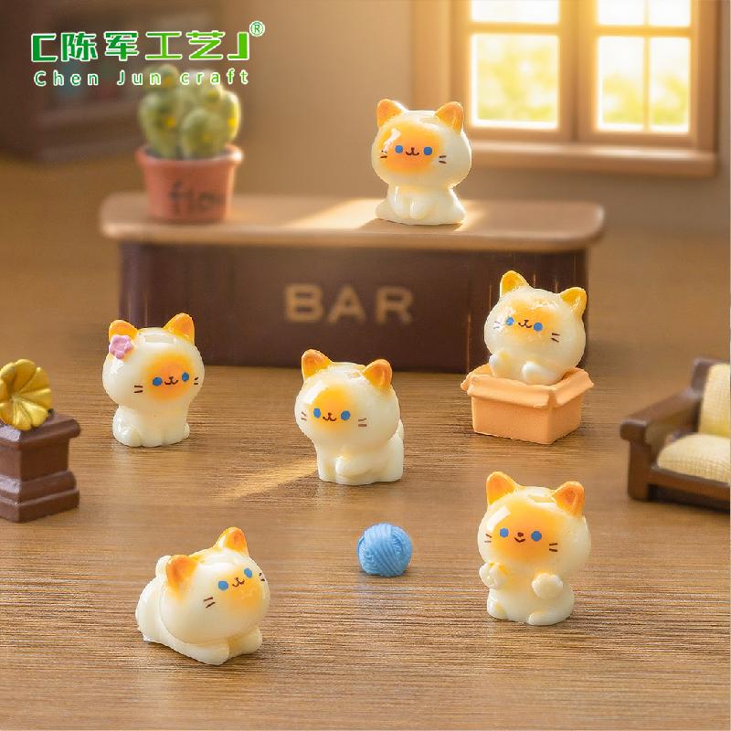Tiểu cảnh mèo Xiêm đáng yêu, búp bê DIY, phụ kiện treo xe hơi tiểu cảnh mini bàn (ZC-544)