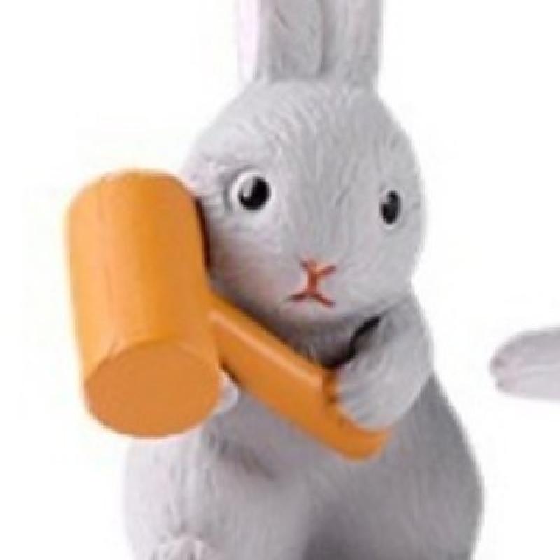 Tiểu cảnh thỏ màu hồng và trắng, phụ kiện trang trí cây cảnh mini (ZC-609)