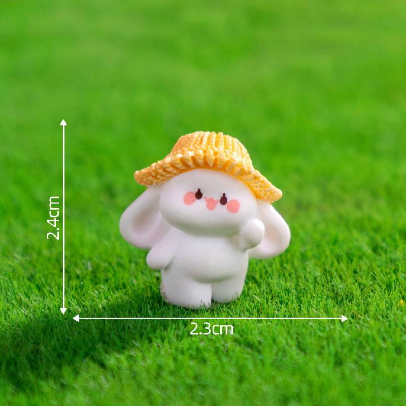 Tiểu cảnh thỏ, gấu lao động, nhà nhỏ DIY, phụ kiện resin tiểu cảnh mini (ZC-552)