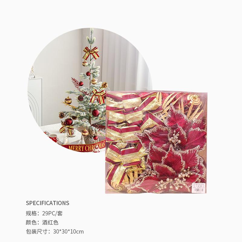 Trang trí Noel: Bóng vàng champagne, nơ trang trí đẹp