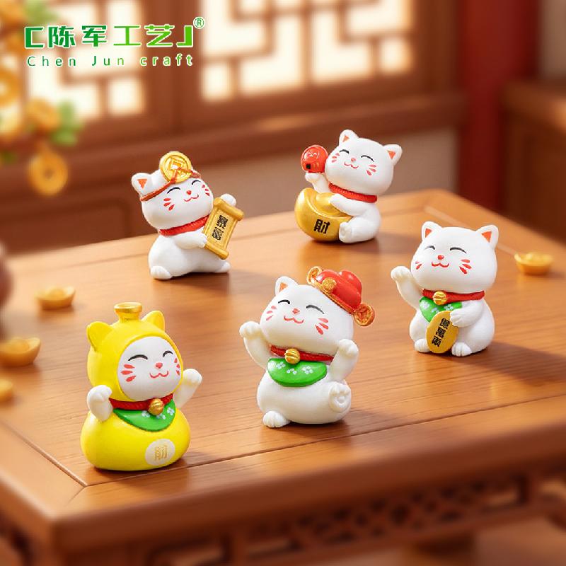 Tiểu cảnh mèo may mắn, 6 kiểu, trang trí vườn DIY mini (ZC-124)