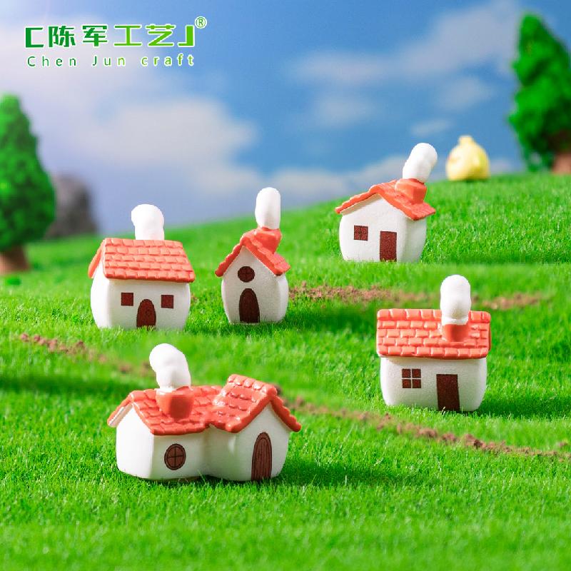 微景观创意红瓦烟囱乡村小房子园艺造景 DIY装饰品配件迷你小摆件