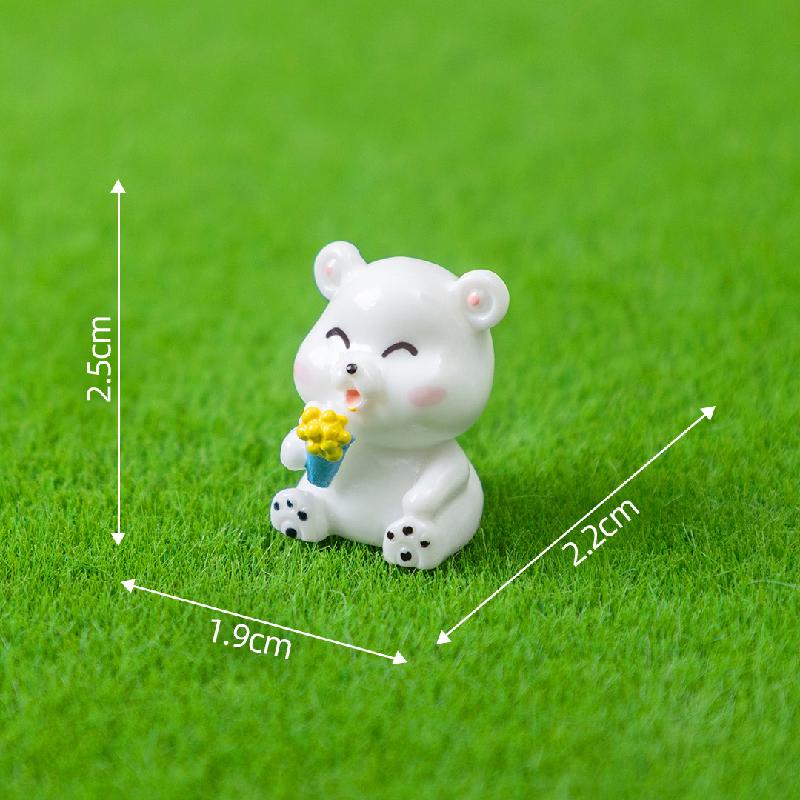 Tiểu cảnh gấu ăn kem ôm tim mini trang trí bàn DIY (ZC-1014)
