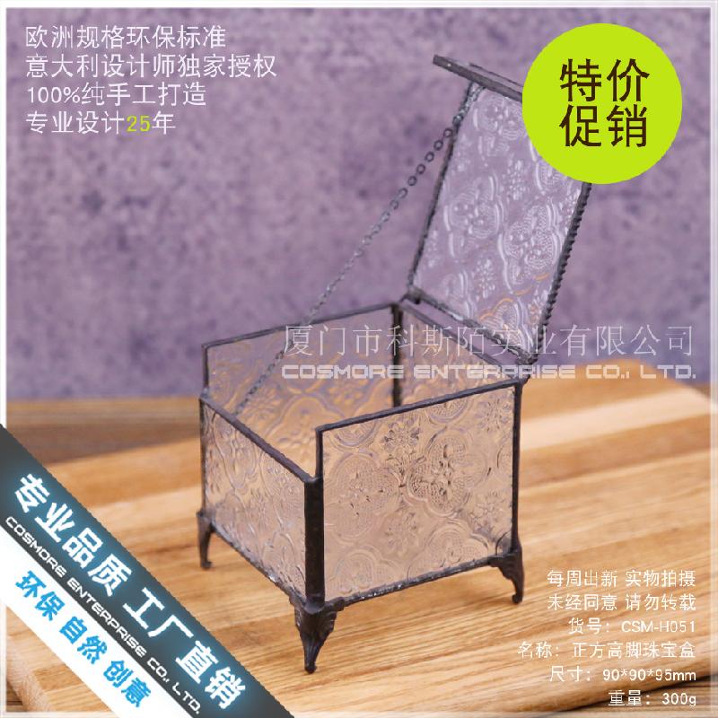 Hộp kính vuông cao, tiểu cảnh rêu, hoa bất tử (DG-71)