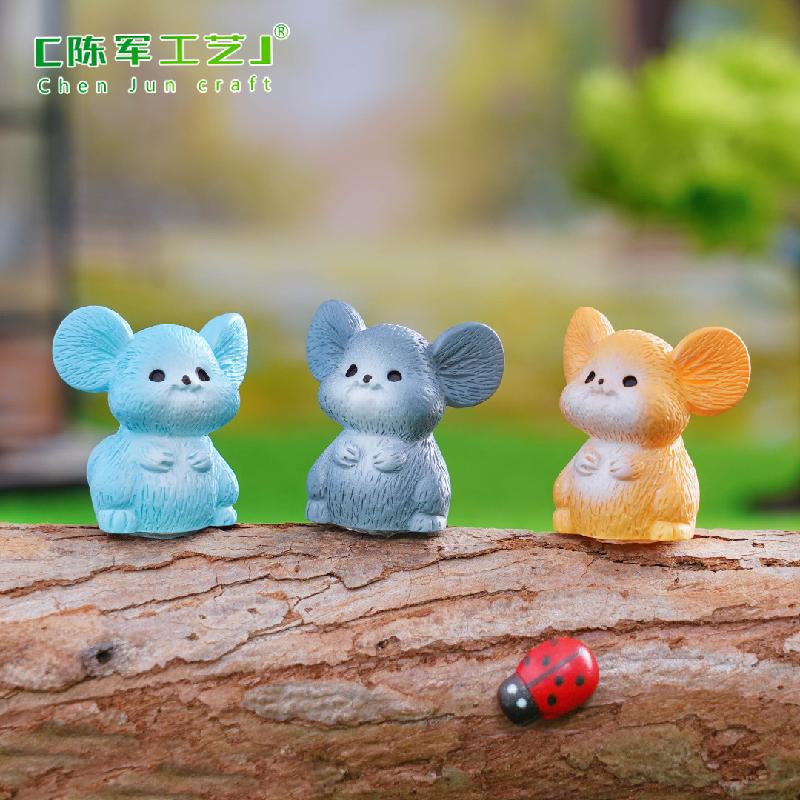 跨境外贸微景观创意田园小鼠园艺造景 DIY装饰配件迷你树脂小摆件