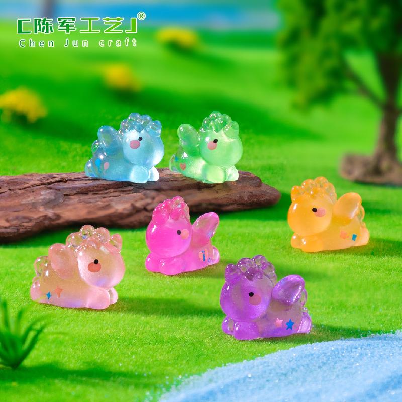 跨境新品微景观创意夜光趴趴独角兽公仔 DIY装饰品配件迷你小摆件