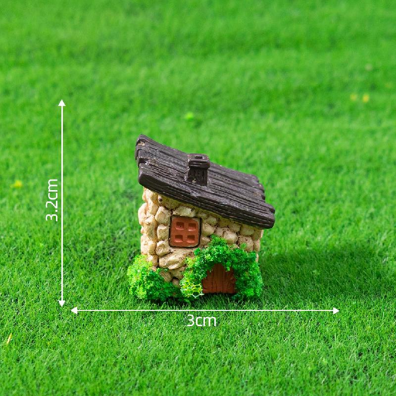 跨境新品微景观树桩屋木椅砖片庭院造景 DIY装饰品配件迷你小摆件