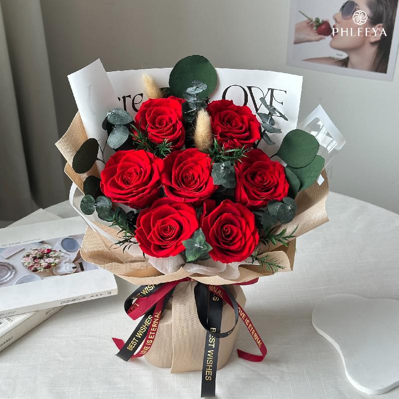 Bó hoa hồng vĩnh cửu quà tặng giáo viên Valentine Thất Tịch (HK-14)