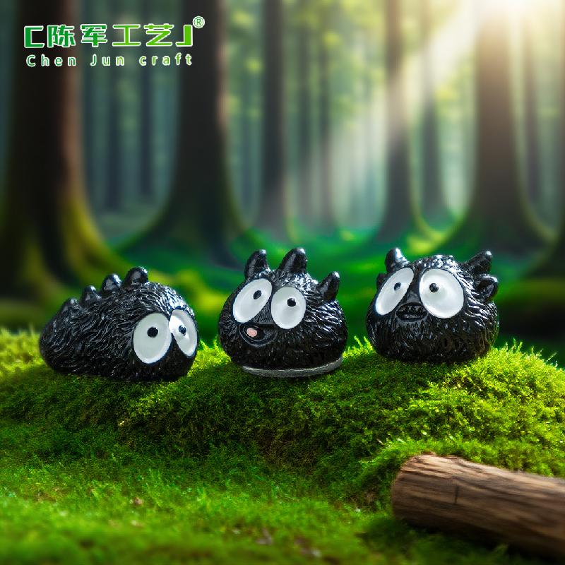 跨境新品微景观创意黑色小怪兽萌粒 DIY装饰品配件迷你树脂小摆件