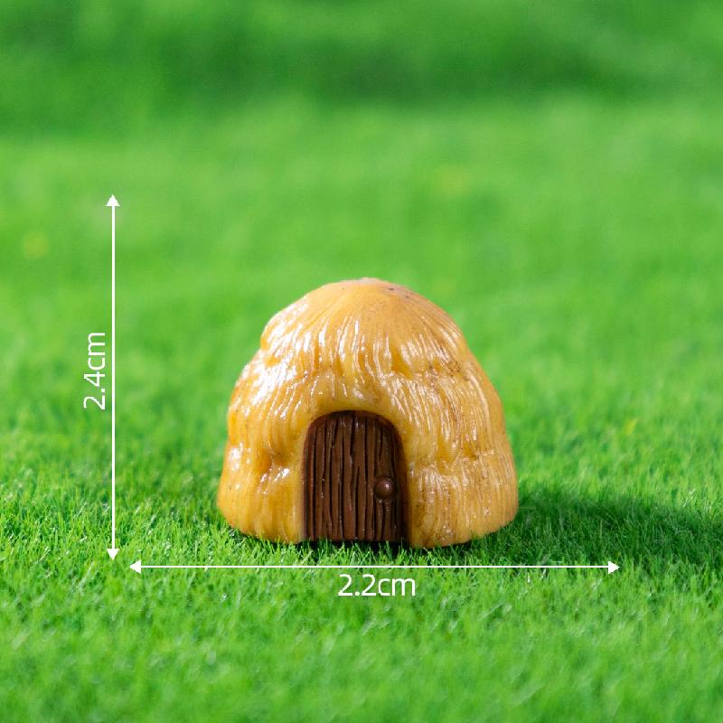 微景观创意良渚文化堆小人稻草茅草屋 DIY装饰配件迷你树脂小摆件