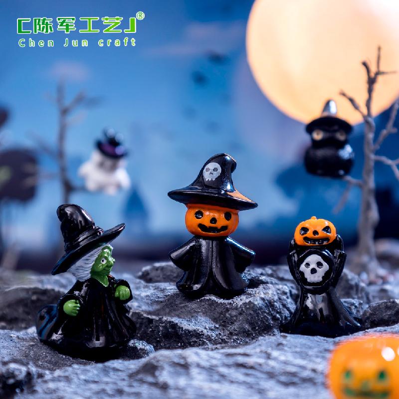 Ma quái bí ngô và phù thủy - phụ kiện trang trí DIY cho Halloween, cảnh quan mini xuất khẩu, mô hình nhỏ dễ thương (ZC-1380)