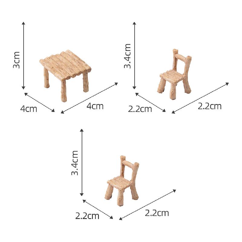 Tiểu cảnh bàn ghế vuông, phụ kiện trang trí cây cảnh mini (ZC-172)