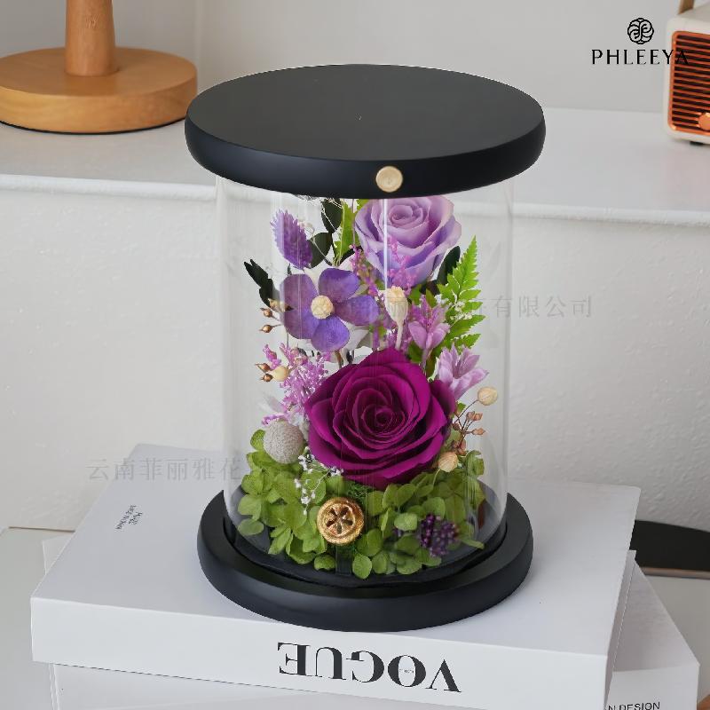 Đèn ngủ lồng kính hoa hồng vĩnh cửu quà sinh nhật Valentine (HK-25)