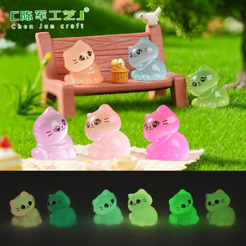 微景观创意新品夜光歪头小猫咪园艺造景 DIY装饰品配件迷你小摆件