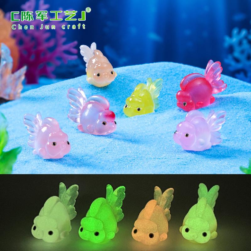 微景观创意夜光福寿小锦鲤鱼儿海洋造景 DIY装饰品配件迷你小摆件