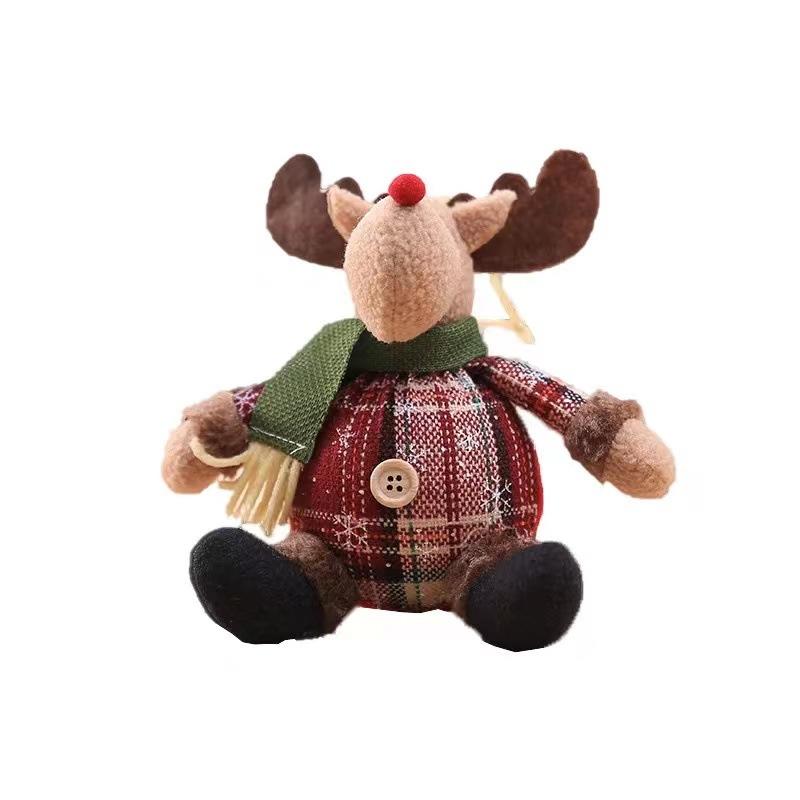 Đồ trang trí cây thông Noel hình nhân vật hoạt hình, tuyết và vải kẻ, quà tặng Giáng Sinh cho trẻ em.