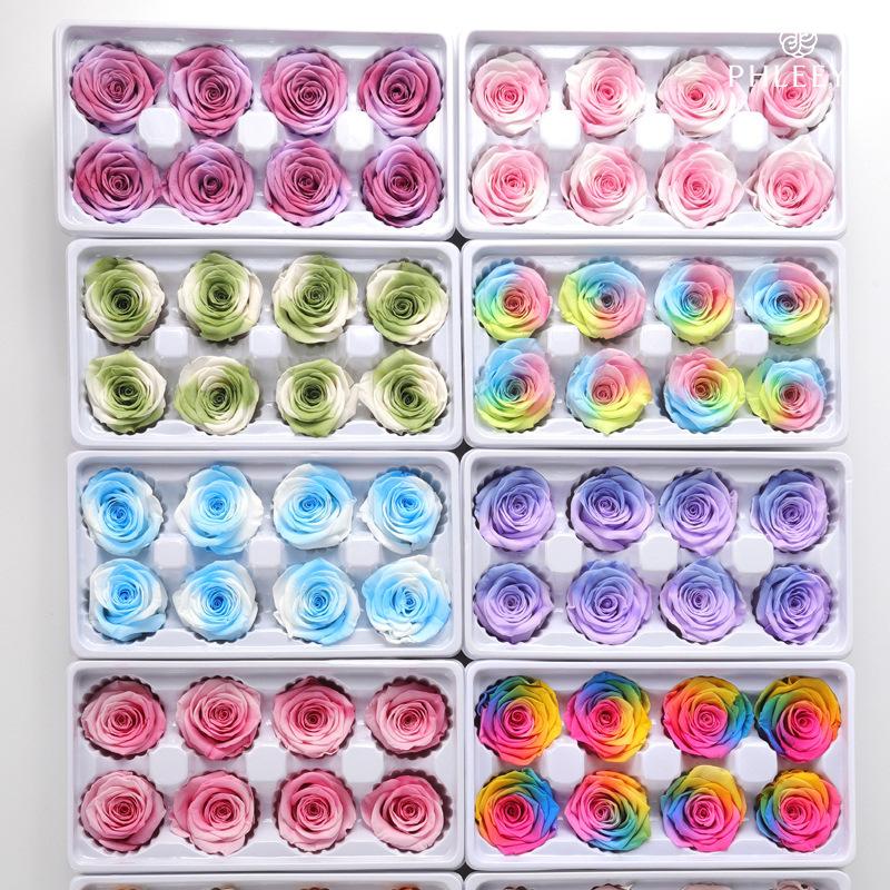 Hoa hồng vĩnh cửu 4–5cm hạng A 8 bông DIY chuyển màu (HK-64)