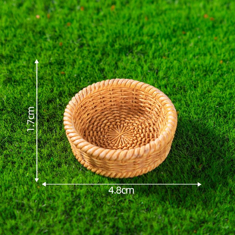 微景观创意仿真竹编篮子竹筐模型造景 DIY装饰配件微缩迷你小摆件