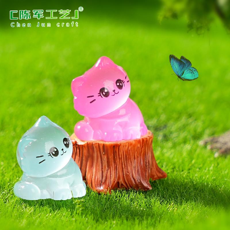 微景观创意新品夜光歪头小猫咪园艺造景 DIY装饰品配件迷你小摆件