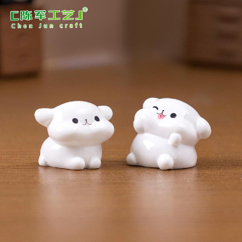 微景观可爱趴趴白色小狗公仔 娃娃屋diy装饰品配件车载桌面小摆件