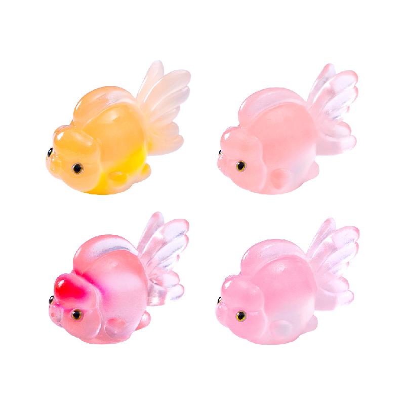 微景观创意夜光福寿小锦鲤鱼儿海洋造景 DIY装饰品配件迷你小摆件