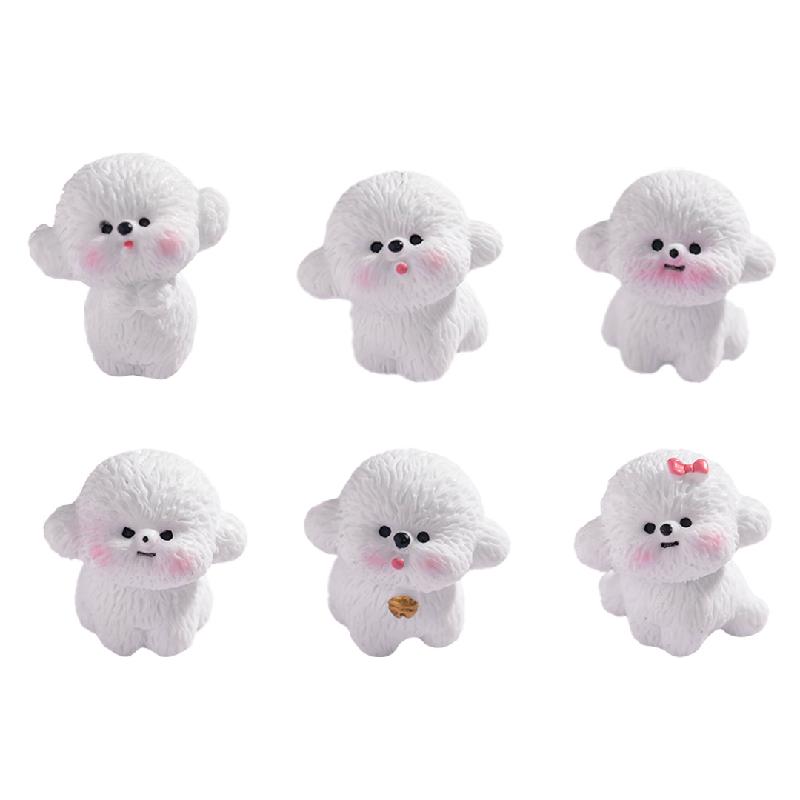 微景观创意可爱白色小狗摇粒绒娃娃屋 DIY装饰配件迷你桌面小摆件