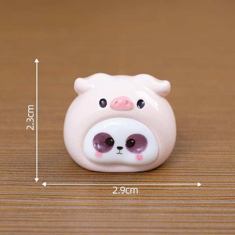 微景观创意可爱熊猫头动物萌粒公仔 DIY装饰品配件迷你桌面小摆件